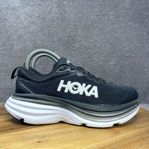Hoka One One Womens Bondi 8 1127952 BWHT Black Running Shoes Sneakers Size 6.5 B